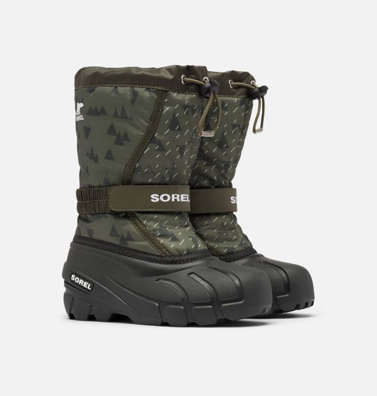 Botas Nieve Sorel Niños - Youth Flurry™ Print Verde/Negras - 18263-CFMP